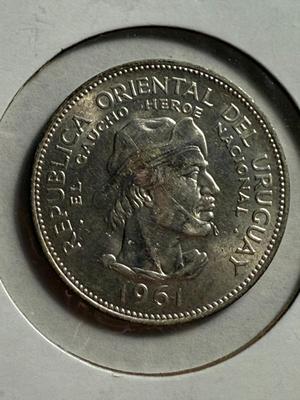 URUGUAY 1961 Uncirculated Condition 10 Pesos Silver Coin as Pictured.