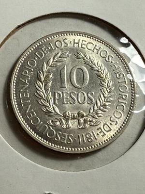 URUGUAY 1961 Uncirculated Condition 10 Pesos Silver Coin as Pictured.