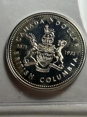 1971 Elizabeth II Canadian Silver Dollar (British Columbia) as Pictured.