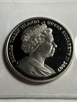 British Virgin Islands- Elizabeth II 2007 Silver 0.925 Proof 10 Dollar Coin as Pictured.