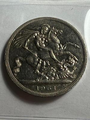 Great Britain UK 1951 AU Condition King George VI Dragon 5 Shilling Coin as Pictured.