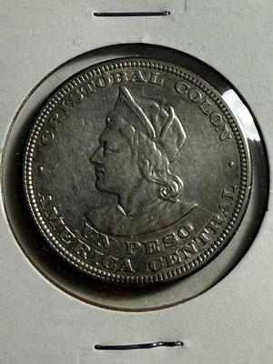 EL SALVADOR 1909 EF CONDITION CLEANED .900 SILVER PESO COIN AS PICTURED.