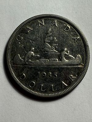 Canada 1935 Circulated Silver Dollar King George V 80% Silver 23.3grams as Pictured.