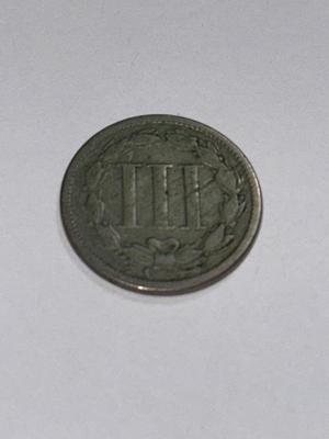 1866 CIRCULATED CONDITION THREE CENT NICKEL TYPE COIN AS PICTURED.