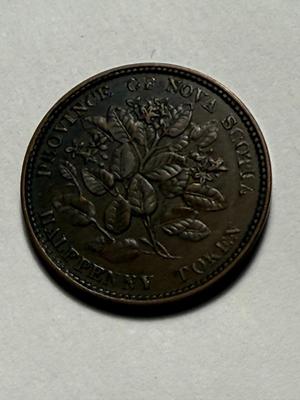 1856 Province of Nova Scotia, Canada Half 1/2 Penny Token, Queen Victoria as Pictured.