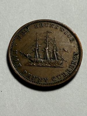 1854 Canadian Half Penny New Brunswick Copper Token in Circulated Condition as Pictured.