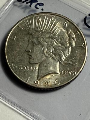 1926-S CIRCULATED CONDITION PEACE SILVER DOLLAR COIN #13 AS PICTURED.