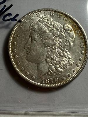 1879-O AU CONDITION CLEANED MORGAN SILVER DOLLAR AS PICTURED COIN #9.