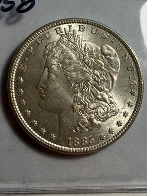 1885-P AU58 QUALITY MORGAN SILVER DOLLAR AS PICTURED COIN #8.
