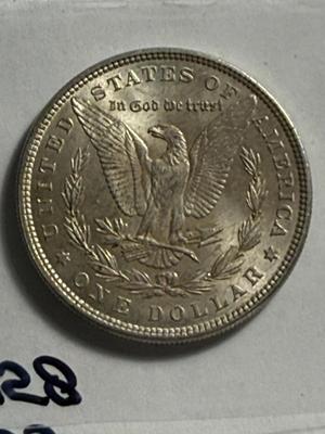 1885-P AU58 QUALITY MORGAN SILVER DOLLAR AS PICTURED COIN #8.