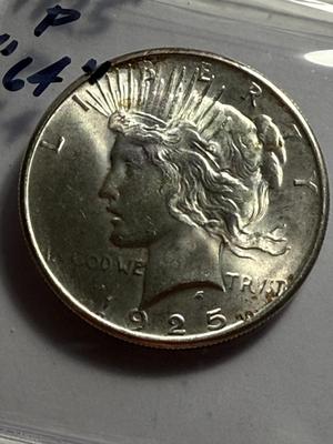 1925-P MS64+/UNCIRCULATED CONDITION PEACE SILVER DOLLAR COIN #6 AS PICTURED.
