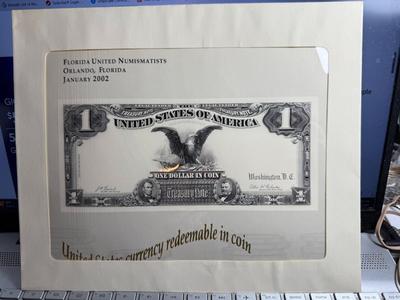 2002 FUN ORLANDO, FLORIDA $1 SOUVENIR SHOW CURRENCY CARD IN ORIGINAL ENVELOPE AS PICTURED.