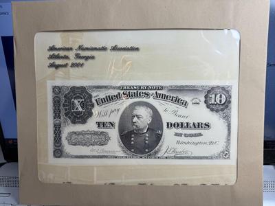 2001 ANA ATLANTA $10 SOUVENIR SHOW CURRENCY CARD IN ORIGINAL ENVELOPE AS PICTURED.