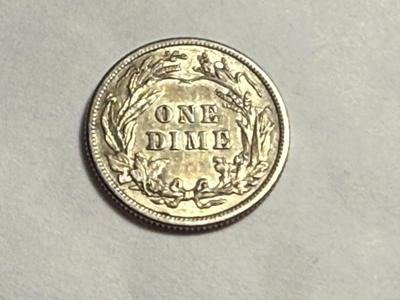 1911-P VF+ CONDITION CLEANED LIBERTY BARBER SILVER DIME AS PICTURED.
