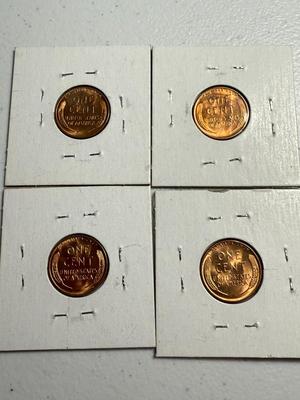 (4)-1955-S BU CONDITION MINOR MINT ERROR LINCOLN CENTS AS PICTURED.