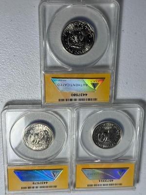 3-ASSORTED ANACS CERTIFIED COIN LOTS AS PICTURED.