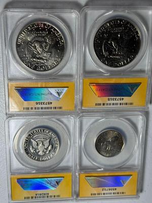 4-ASSORTED ANACS CERTIFIED COIN LOTS AS PICTURED.