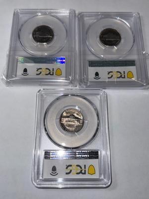 (3) PCGS CERTIFIED 1969-D MS64 CHOICE CONDITION JEFFERSON NICKEL LOT AS PICTURED.