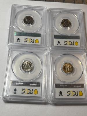 (4) PCGS CERTIFIED 1968-D MS66 CHOICE CONDITION ROOSEVELT DIME LOT AS PICTURED.
