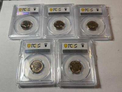 (5) PCGS CERTIFIED 1953-S MS64 CHOICE CONDITION JEFFERSON NICKEL LOT AS PICTURED.
