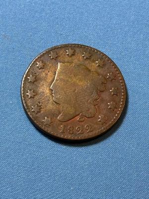 1822 CIRCULATED CONDITION U.S. LARGE CENT AS PICTURED.