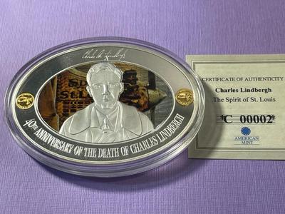 Charles Lindbergh 40th Anniversary Memorial Huge Medal by the American Mint in Excellent Condition as Pictured.