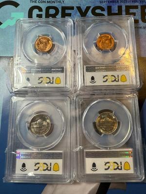 (4) PCGS CERTIFIED 2-1957-D MS65 RED, 1-1960-D MS65, & 1-1952-S MS65 COINS AS PICTURED.