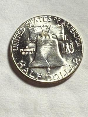 1955 BU CONDITION SILVER FRANKLIN HALF DOLLAR FROM AN ORIGINAL ROLL AS PICTURED.