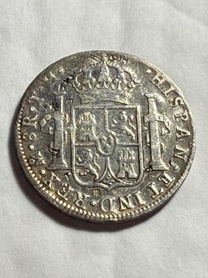 Mexico Spanish Colony 1804-TH 8 Reales KM# 109 w/Chopmarks World Silver Coin as Pictured.