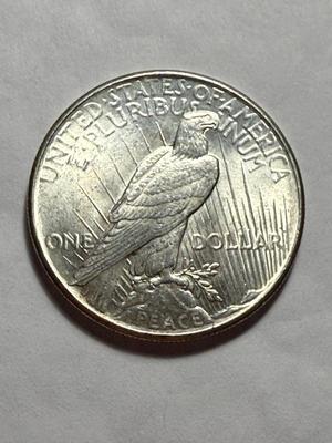 1925-P UNCIRCULATED CONDITION PEACE SILVER DOLLAR AS PICTURED. $5 DOMESTIC SHIPPING.