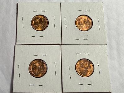 (4) 1957-P CHOICE BU "BIE" VARIETY LINCOLN CENTS LOT AS PICTURED.