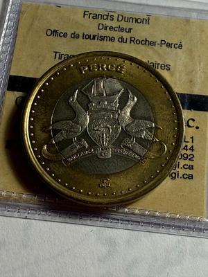CANADA PERCE' 2001 BI-METALLIC $3 TOKEN MINTAGE-5000 SIGNED BY FRANCIS DUMONT AS PICTURED.