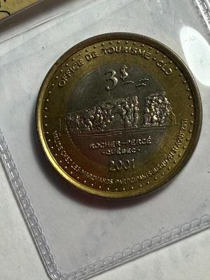 CANADA MARY TRAVERSE 2001 BI-METALLIC $3 TOKEN MINTAGE-1000 SIGNED BY FRANCIS DUMONT AS PICTURED.