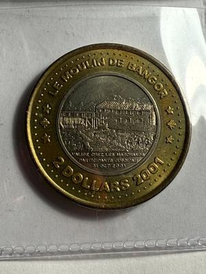 CANADA LE MOULIN DE BANGOR 2001 BI-METALLIC $2 TOKEN MINTAGE-50 SIGNED BY JEAN LE BLANC AS PICTURED.