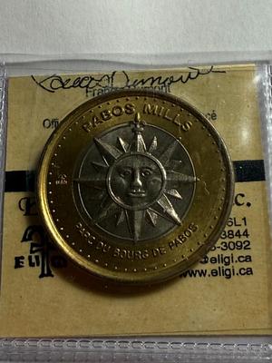 CANADA PABOS MILLS 2001 BI-METALLIC $3 TOKEN MINTAGE-1000 SIGNED BY FRANCIS DUMONT AS PICTURED.
