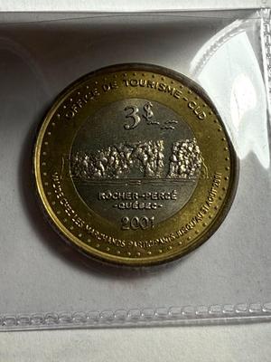 CANADA PABOS 2001 BI-METALLIC $3 TOKEN MINTAGE-1000 SIGNED BY FRANCIS DUMONT AS PICTURED.