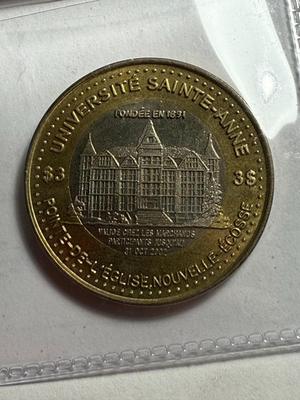 CANADA UNIVERSITY OF SAINT ANNE 2001 BI-METALLIC $3 TOKEN MINTAGE-50 AS PICTURED.
