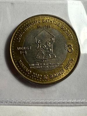 CANADA NANAIMO BC BATHTUB RACES 2002 BI-METALLIC $3 TOKEN MINTAGE-1000 AS PICTURED.