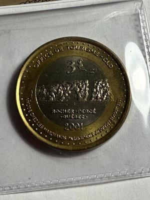 CANADA ST THERESE DE GASPE' 2001 BI-METALLIC $3 TOKEN MINTAGE-1000 SIGNED BY FRANCIS DUMONT AS PICTURED.