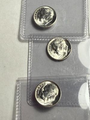 (3) 1946-S CHOICE UNCIRCULATED CONDITION SILVER ROOSEVELT DIMES AS PICTURED.