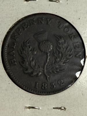 1832 Nova Scotia Half Penny Token Fine Condition as Pictured.