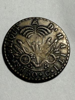Scarce HAITI 50 Centimes Jean-Pierre Boyer an 25 1828 with Nice Detail as Pictured.