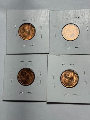 (4)-1955-S BU CONDITION MINOR MINT ERROR LINCOLN CENTS AS PICTURED.