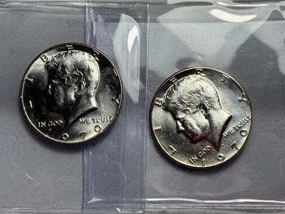 (2) 1970-D CHOICE BU KENNEDY 40% SILVER HALF DOLLARS AS PICTURED.