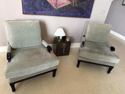 2 upholstered chairs in green