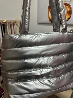 brand new Puffy silver tote