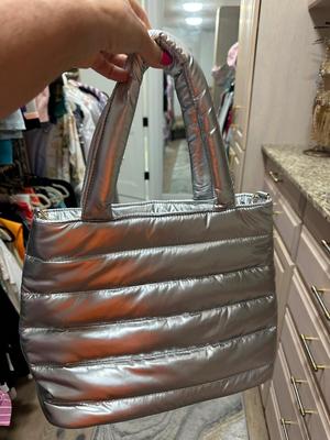 brand new Puffy silver tote