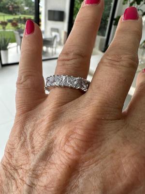 Costume eternity ring set in 925 silver with zirconia stones size 7