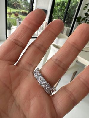 Costume eternity ring set in 925 silver with zirconia stones size 7