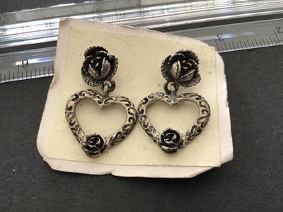 Heart Rose Earrings on card